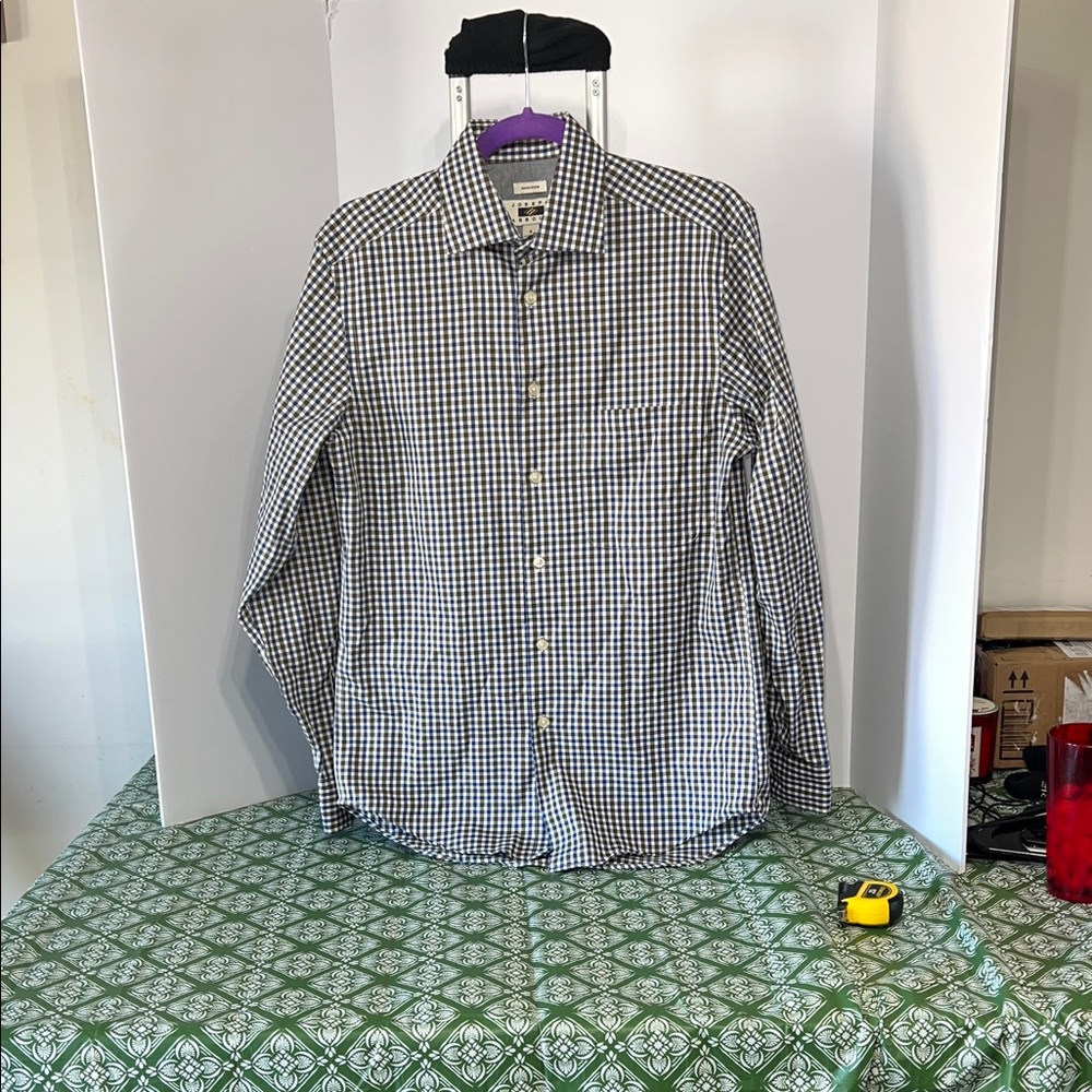 Joseph Abboud Monochrome Gingham Button-Down Shirt